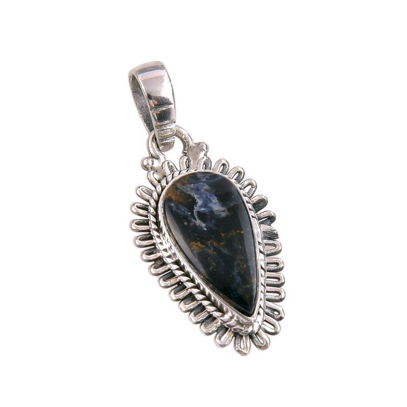 Pierre Précieuse Pietersite Naturelle Argent Sterling Massif 925 Bijou Pendentif 1.50" o9d19