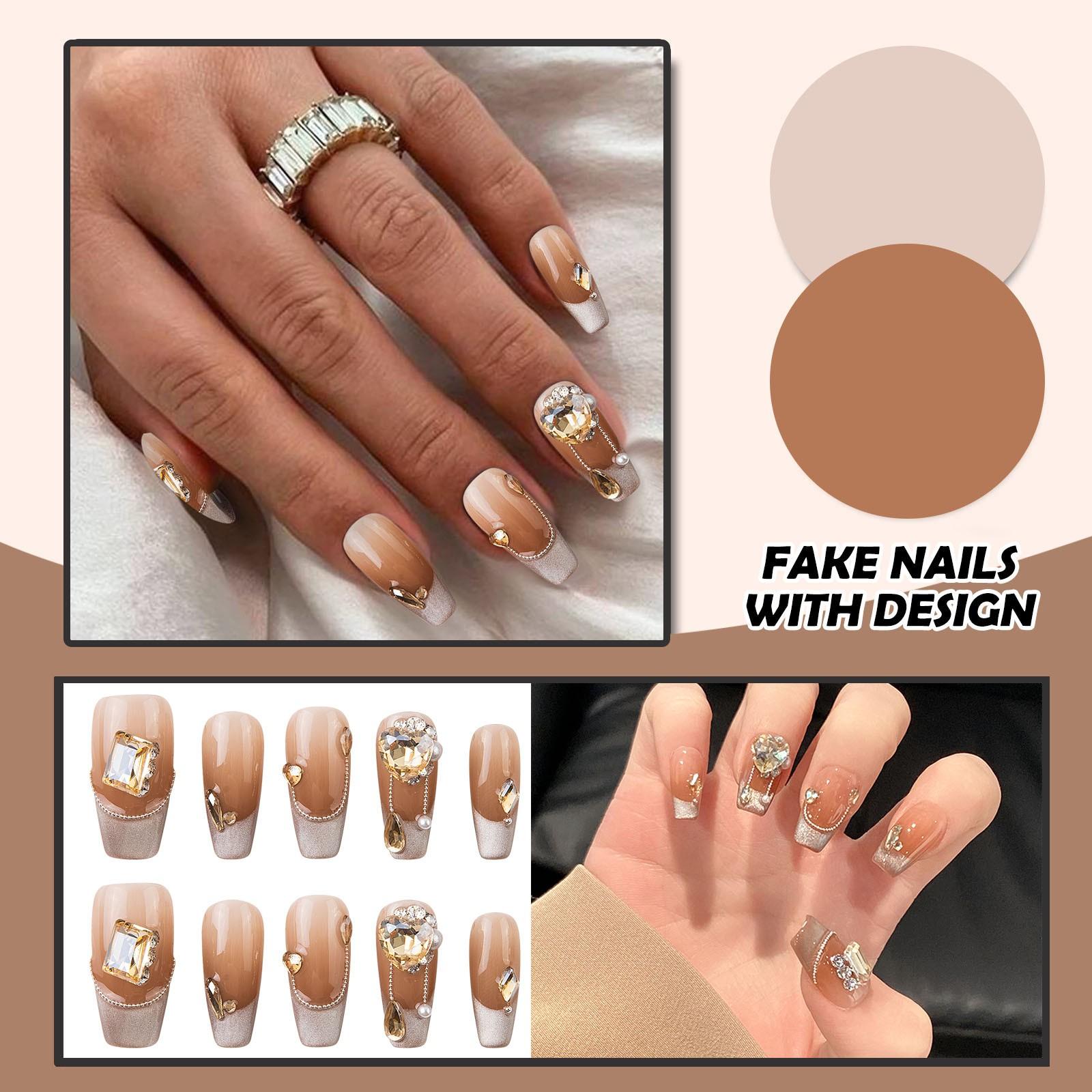 

Женские накладные ногти среднего размера с рисунком телесного цвета на акриловых ногтях глянцевые накладные ногти с полным покрытием L бежевый