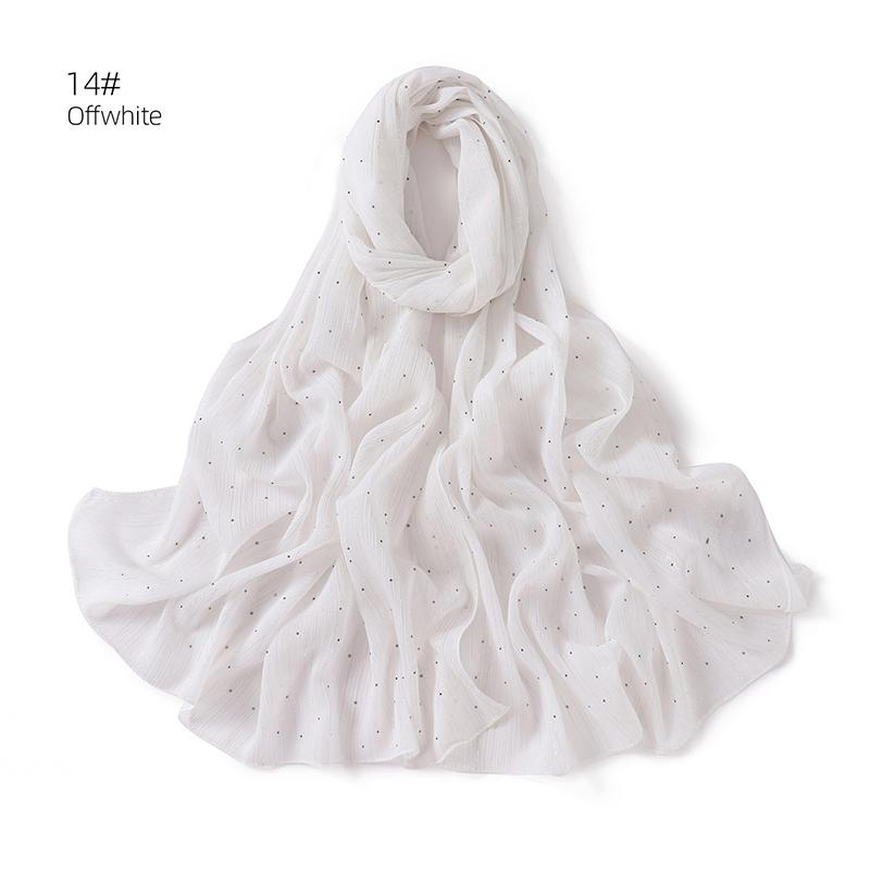 Spring Plain Wrinkle Rhinestone Shiny Shimmer Shawls Scarf for Women Ramadan High Quality Wrap Beach Stole Bufandas Muslim Hijab