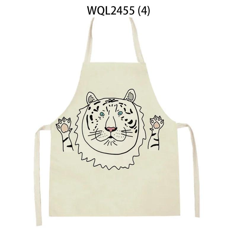 Animal Kitchen Apron Women Pinafore Child Apron Household Cleaning Supplies Baking Cooking Accessories Sleeveless Linen Bibs
