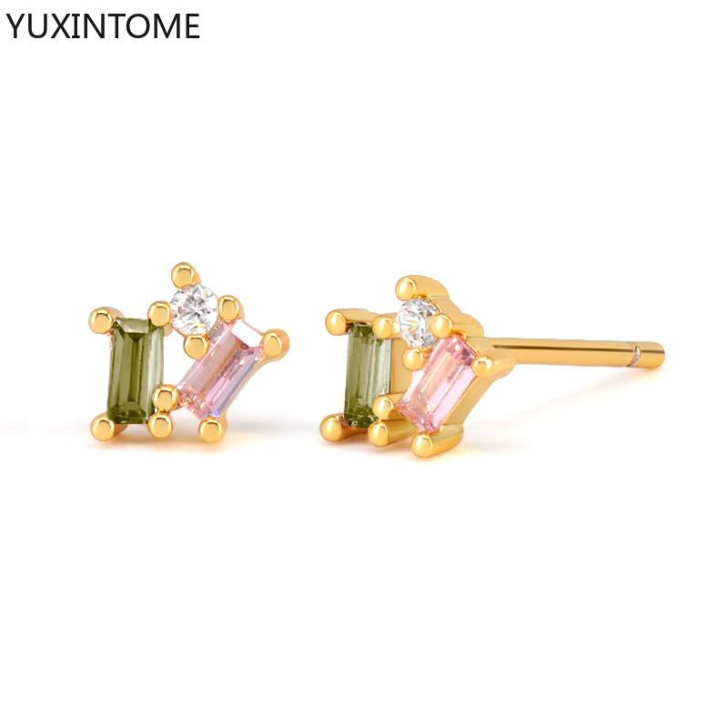 

925 Silver Needle Crown Horse Eye Zircon Stud Earrings Women s Colorful Round Flower Piercing Earring Fashion Jewelry