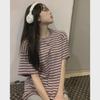 Damen 2024 Sommer Koreanisches Gestreiftes Kurzarm Locker geschnittenes T-Shirt - Trendiger Rundhals-Pullover.