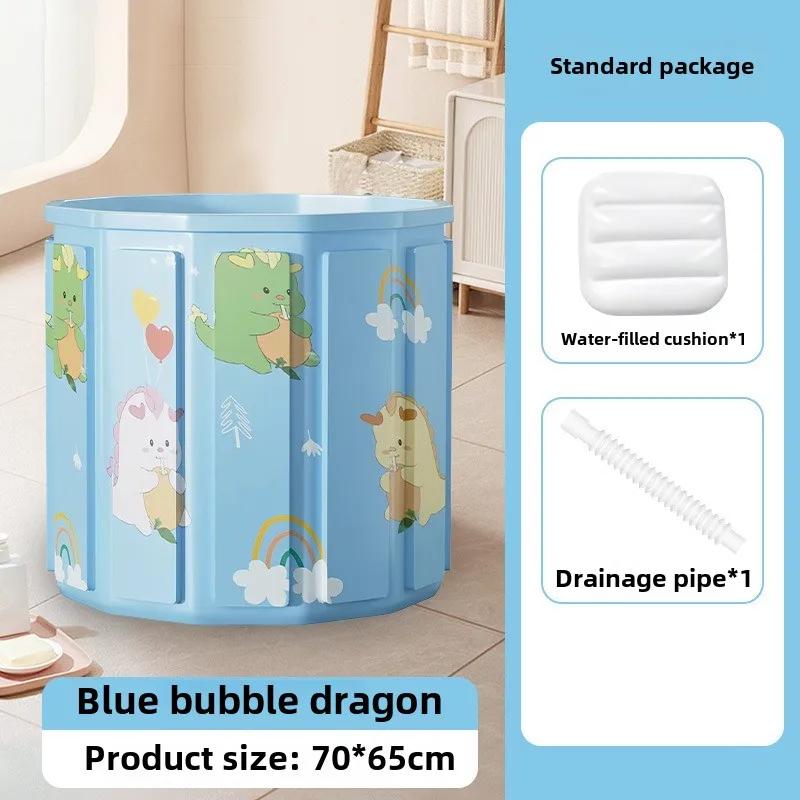 Apaļa, saliekama vanna bērniem un pieaugušajiem, pārnēsājama vanna, vannas istabas SPA, ērta uzglabāšana, salokāms peldes spainis ar vāku