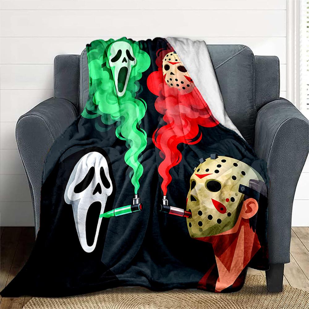 1pc Scream Jason Outdoor Blanket Lightweight Flannel, Soft & Warm, All Season Use for Sofa, Outdoor, Camping, Living Room, Office, Chair
