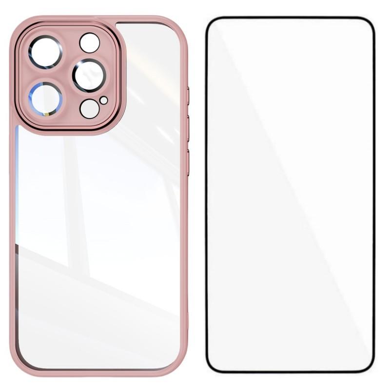 For iPhone 13 Pro Max 6.7 inch TPU Case WANLONFENG Shockproof Clear Phone Cover with Tempered Glass Film