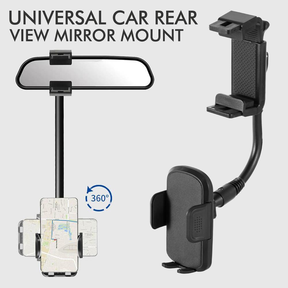 Universal Car Rearview Mirror Cell Phone Holder 360 Degree Rotation GPS Navigation Auto Cell Phone Mount