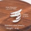 Stainless Steel Adjustable Open Ring - Colorfast Titanium Jewelry