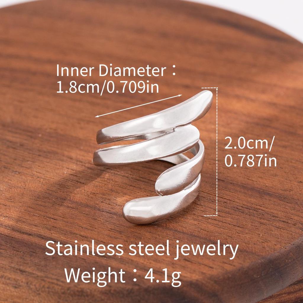 Stainless Steel Adjustable Open Ring - Colorfast Titanium Jewelry