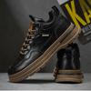 Fashion Men Casual Leather Shoes Autumn New Waterproof Work Shoes Casual Thick Soled Lace Up Anti Slip Ankle Boots Comfort Leather Botas