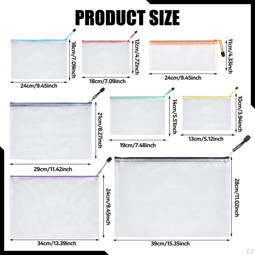26Pcs Mesh Zipper Pouch Bags Toiletry Cosmetic Make Up PVC Storage Organizer