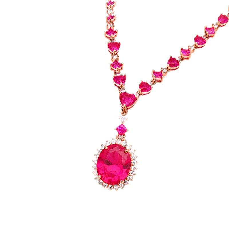 Pure Purple Gold Luxury Red Pomegranate Set Chain Exquisite Color Gold Plated Rose Gold Design Necklace
