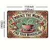 WhimsyVibeCo Colorful Metal Decor | "Embrace the Madness" Tin Sign with Tea Party Mushrooms, Ideal for Cafes & Rustic Farmhouses