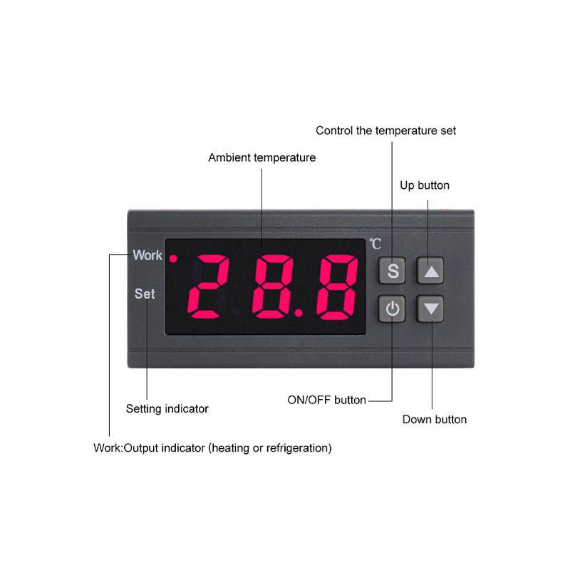 Digitaler LED-Temperaturregler Heizung Celsius Thermostat Relais LED-Ausgang mit NTC-Sensorsonde AC 90-250V
