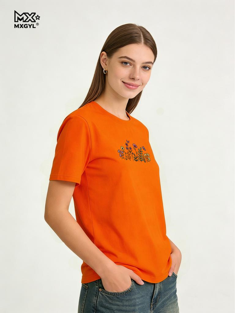 2026 New Style Colorful Blooms Tee - Spring In A Shirt Style With Nature Shirts Graphic T Shirts Women Clothing Tops