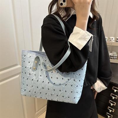 Zoete Strikprint Schoudertas Grote Capaciteit Trendy Dames Handtas Tote Onderarmtas Reis Opbergtas Verjaardagscadeaus