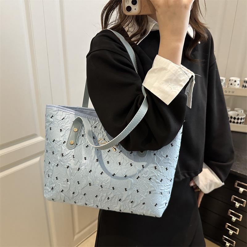 Tatlı Fiyonk Baskılı Omuz Çantası Geniş Kapasiteli Trend Kadın El Çantası Tote Koltuk Altı Çantası Seyahat Saklama Çantası Doğum Günü Hediyeleri