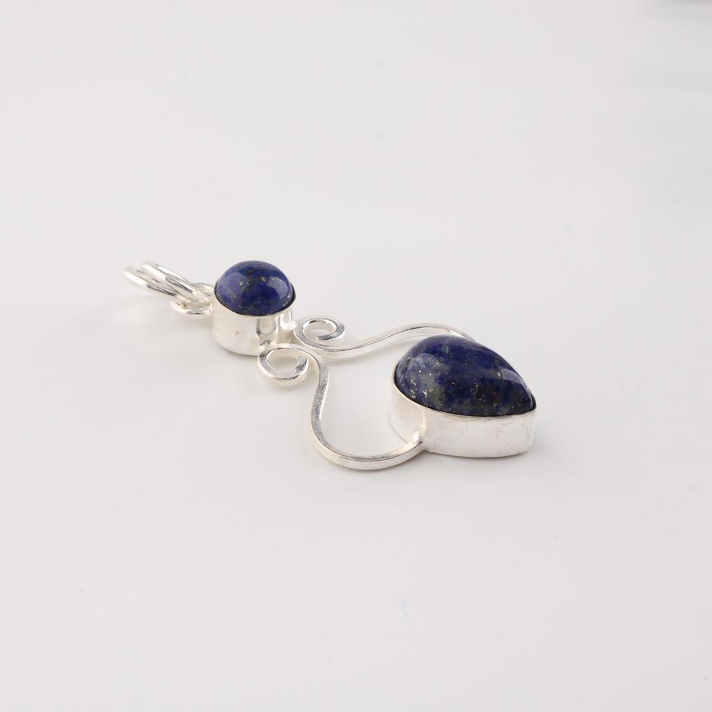 Lapis Lazuli Gemstone 925 Sterling Silver Handcrafted Designer Pretty Pendant 1.60" For Mother PP-13-28