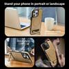 Applicable To IPhone15PRO Bracket Mobile Phone Case Crystal Shield Leather Magnetic Case Apple 16E Full Cover Anti-fall