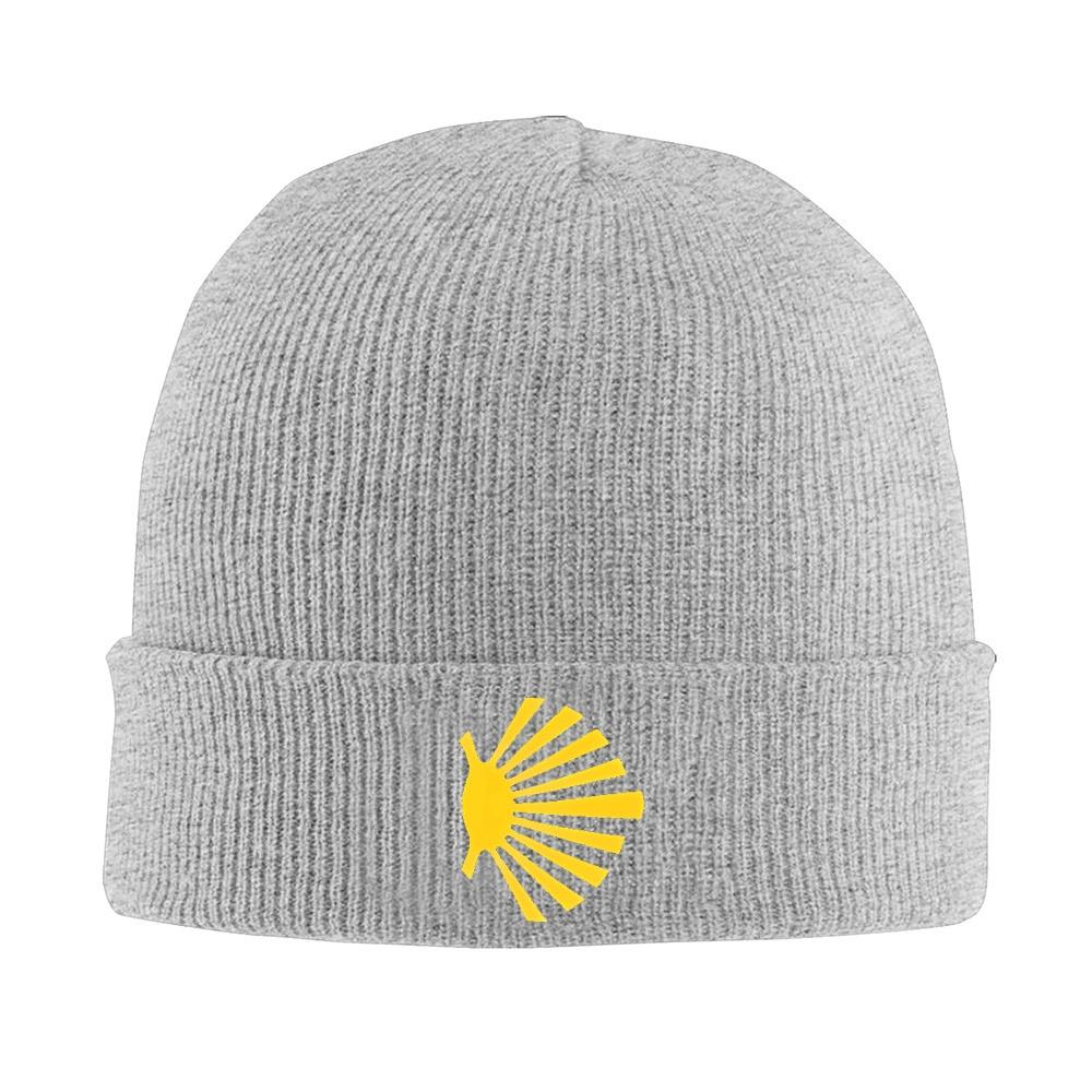 1pc Camino De Santiago Symbol Large Yellow Scallop Shell Warm Knitted Cap Bonnet Hat Autumn Winter Outdoor Beanies Hats Unisex Adul