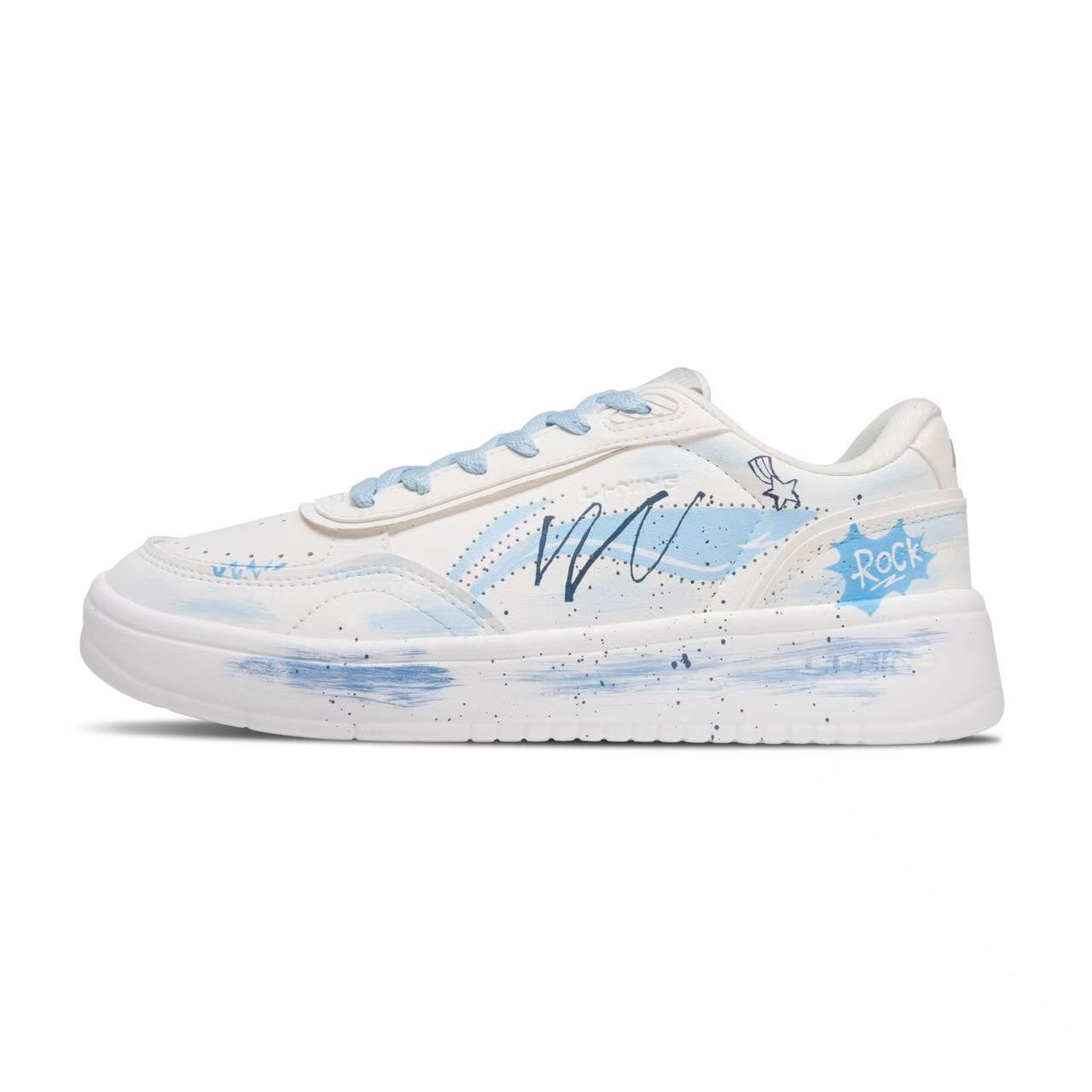 

Li Ning Sourdough Waterproof Quick Dry Low top Skateboard Shoes Women s White Blue AGCU112-6(Team635-ROCK) 35