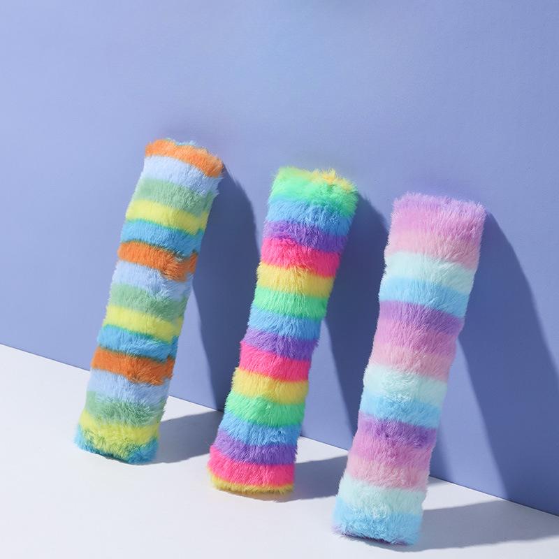Pet Supplies: Rainbow Plush Long Strip Throw Pillow Cat Self-entertainment Toy Catnip Vocal Interactive Boring Toy
