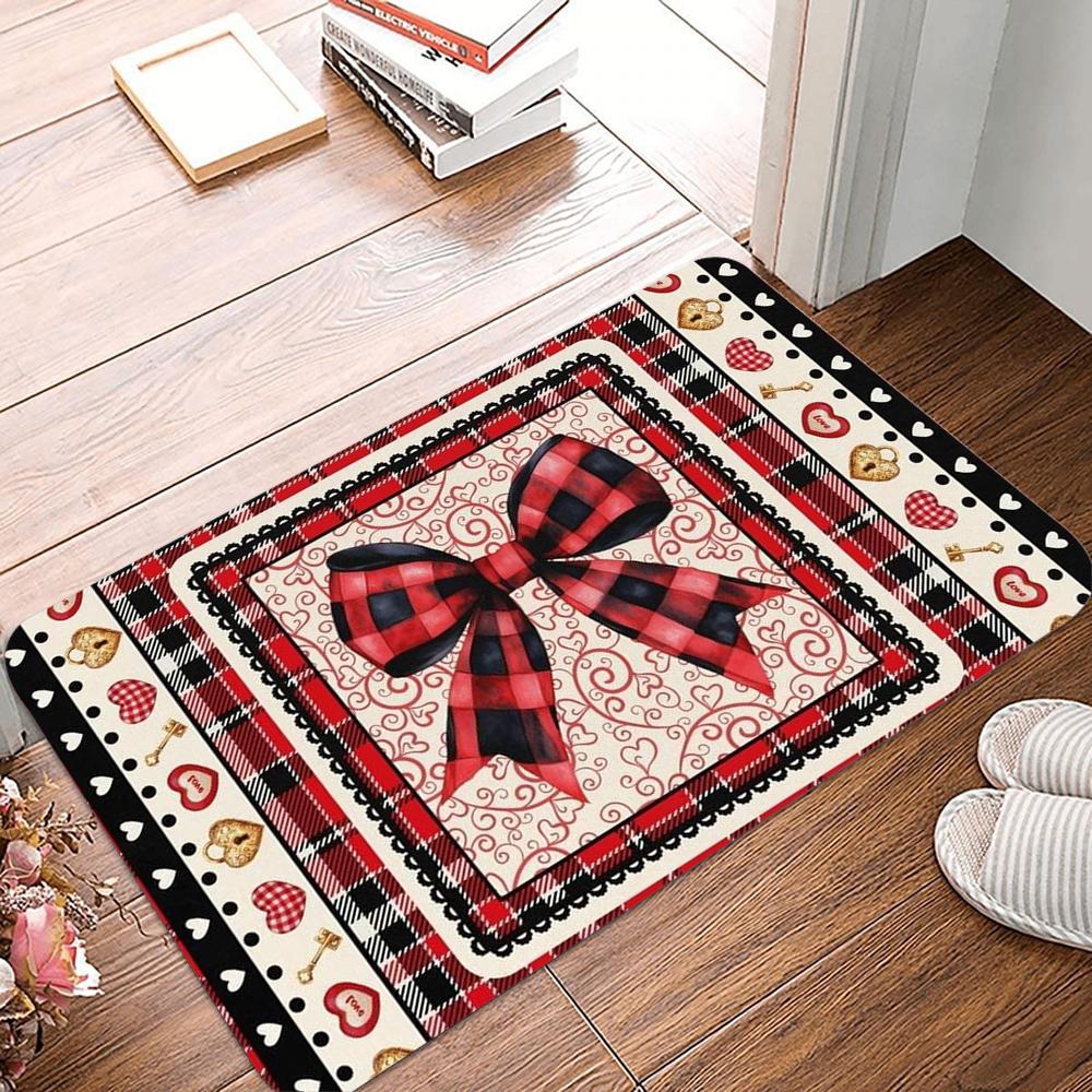 

Valentine s Day Hearts Printed Kitchen Carpet Living Room Dining Room Laundry Floor Mat Bath Balcony Hallway Non-slip Door Mat 40cmx60cm