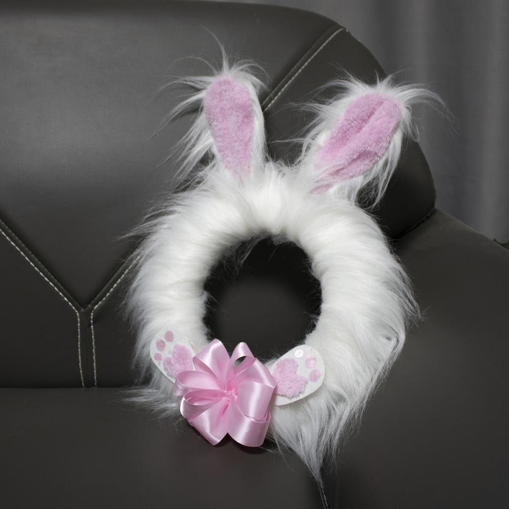 Easter Plush Bunny Wreath With Ears, A Spring-themed Door Sign, Perfect For Window Displays And Party Decorations.