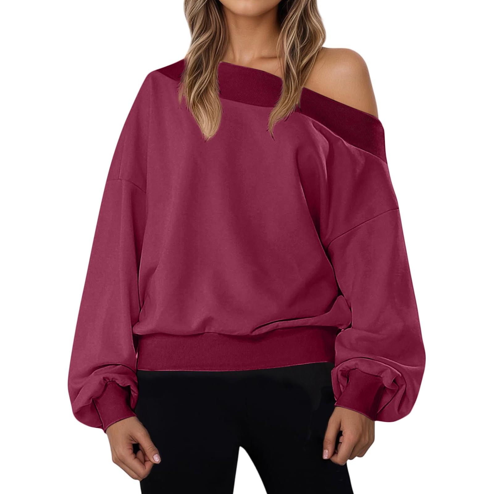 

Women s Solid-color Fashionable Long-sleeved Top L червоний