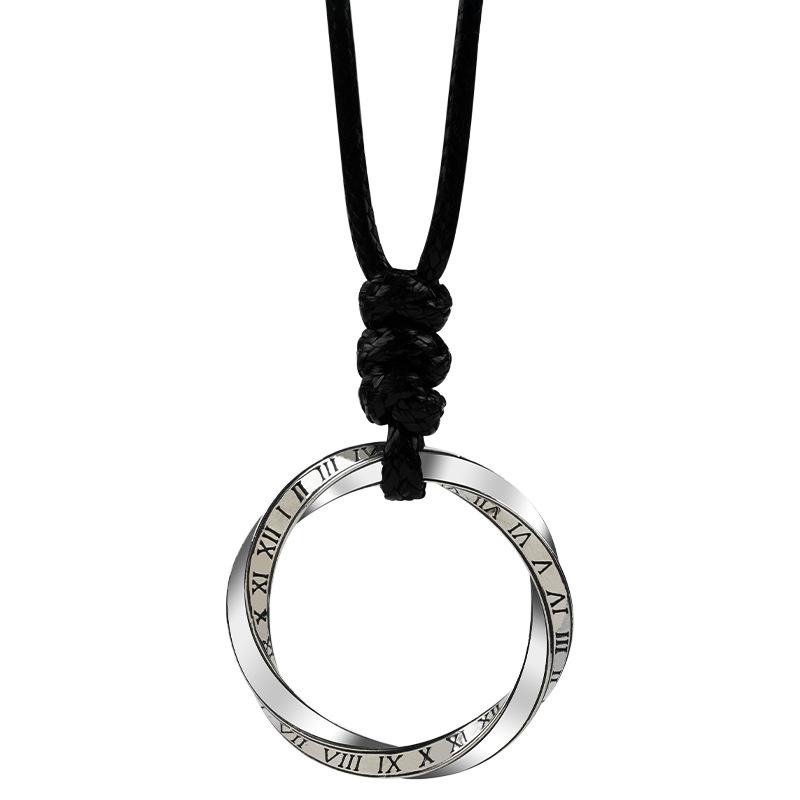 Vintage Punk Mobius Ring Triangle Totem Rune Pendant Rope Necklace Men s and Women s Romantic Jewelry Couple Gift