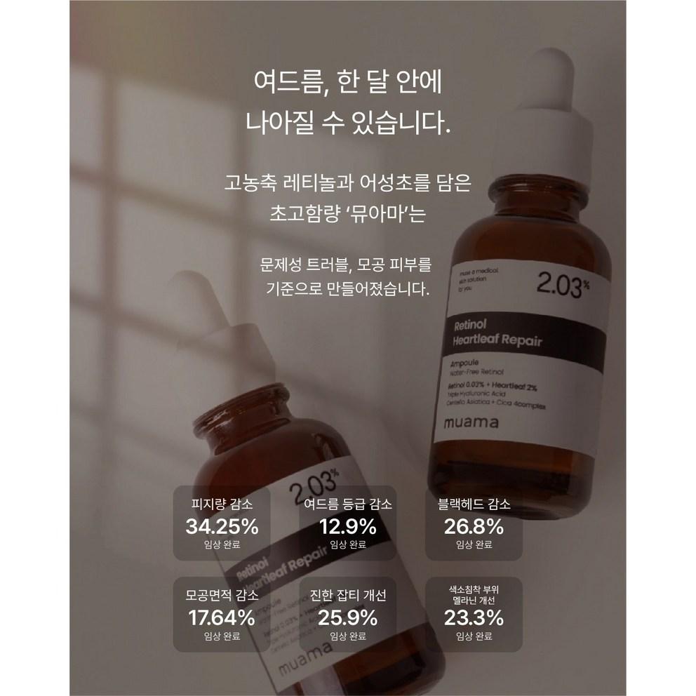 [MUAMA] 3-Tage Aknebehandlungs-Ampulle - Beruhigend, Talgreduzierend, Porenverfeinernd, Retinol, Houttuynia Cordata, Hyaluronsäure, Niacinamid, 30ml