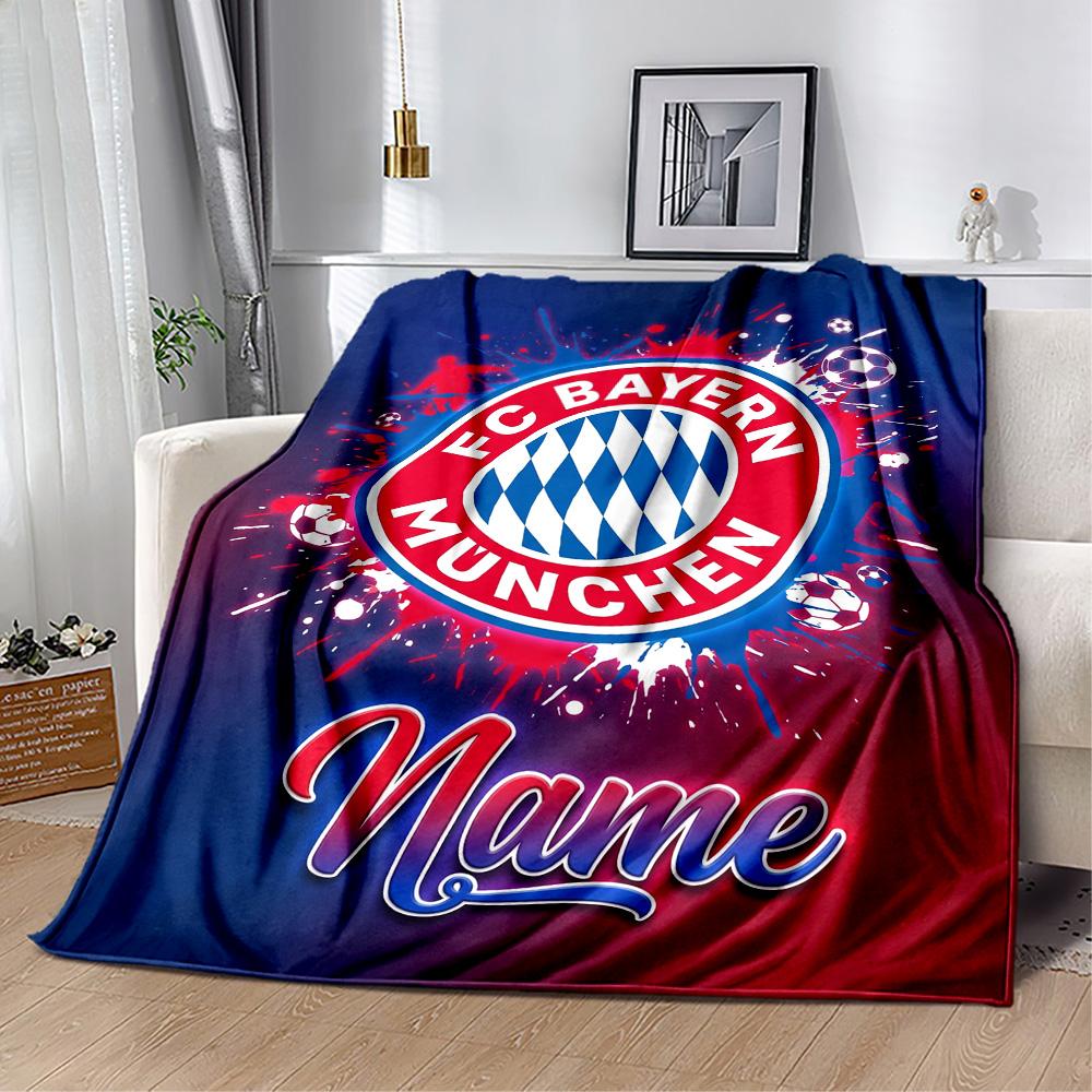 Bayern Munich Fan Gear Personalized Text Blanket Lightweight Customizable Blanket Ultra-Soft for Chair Picnics Bed Office Chair Ideal for All Seasons