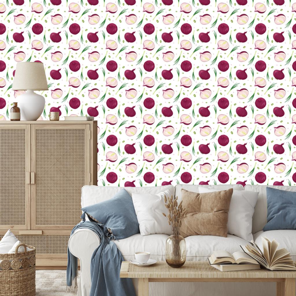 Onion Wallpaper White and Purple for Living Room and Bedroom 50x1000