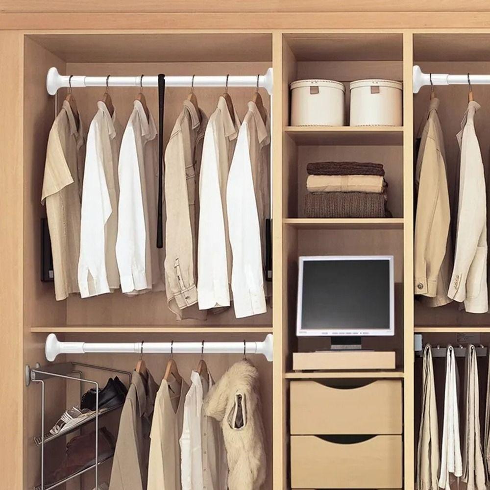 1Pcs No Punch Nail-free Telescoplc Clothing Rod  for Bedroom Curtain Wardrobe Closet