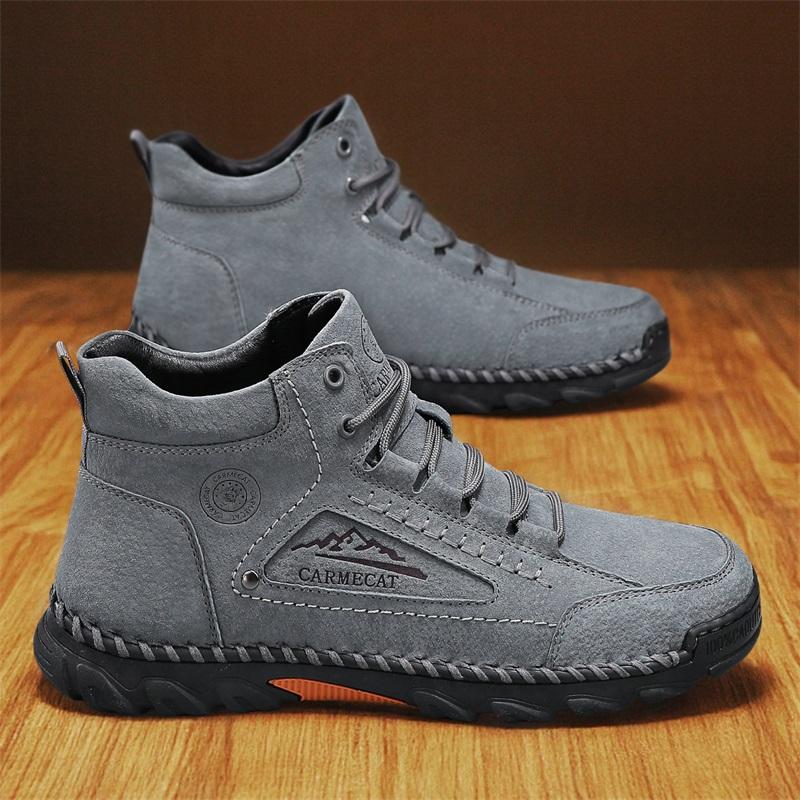 

Новые осенние мужские ботинки из натуральной кожи ручной работы, кроссовки с уличным дизайном, мужская дышащая повседневная кожаная обувь, мужские ботильоны 44 серый