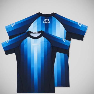 MANTO "Tengu" Demonio Oni Japonés Estampado Manga Corta Camiseta Rash Guard Negra BJJ Compresión Camiseta de Entrenamiento para Hombre
