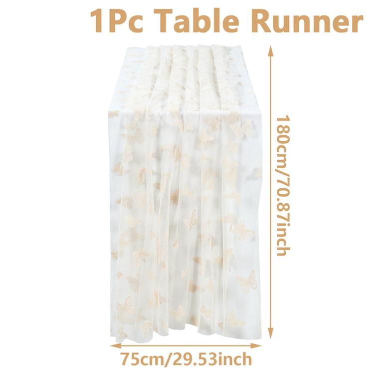 

Butterfly Themed Mesh Flocking Table Runner Table Flag For Butterfly Birthday Baby Shower Wedding Home Holiday Table Decor белый
