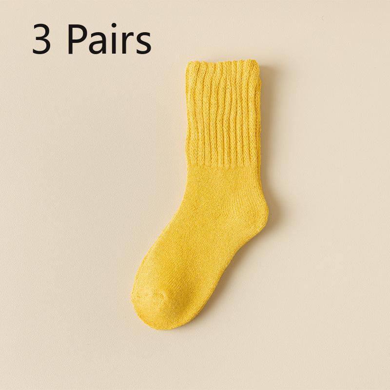 

3 Pairs of Male Solid Color with Velvet and Thick Warm Wool Ring In Barrel Wool Pile Socks 3 Pairs
