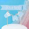 Gender Reveal Cake Decoration Blue Pink Baby Boy Girl Cake Toppers Baby Bottle Stroller Happy Birthday Cupcake Topper Baking