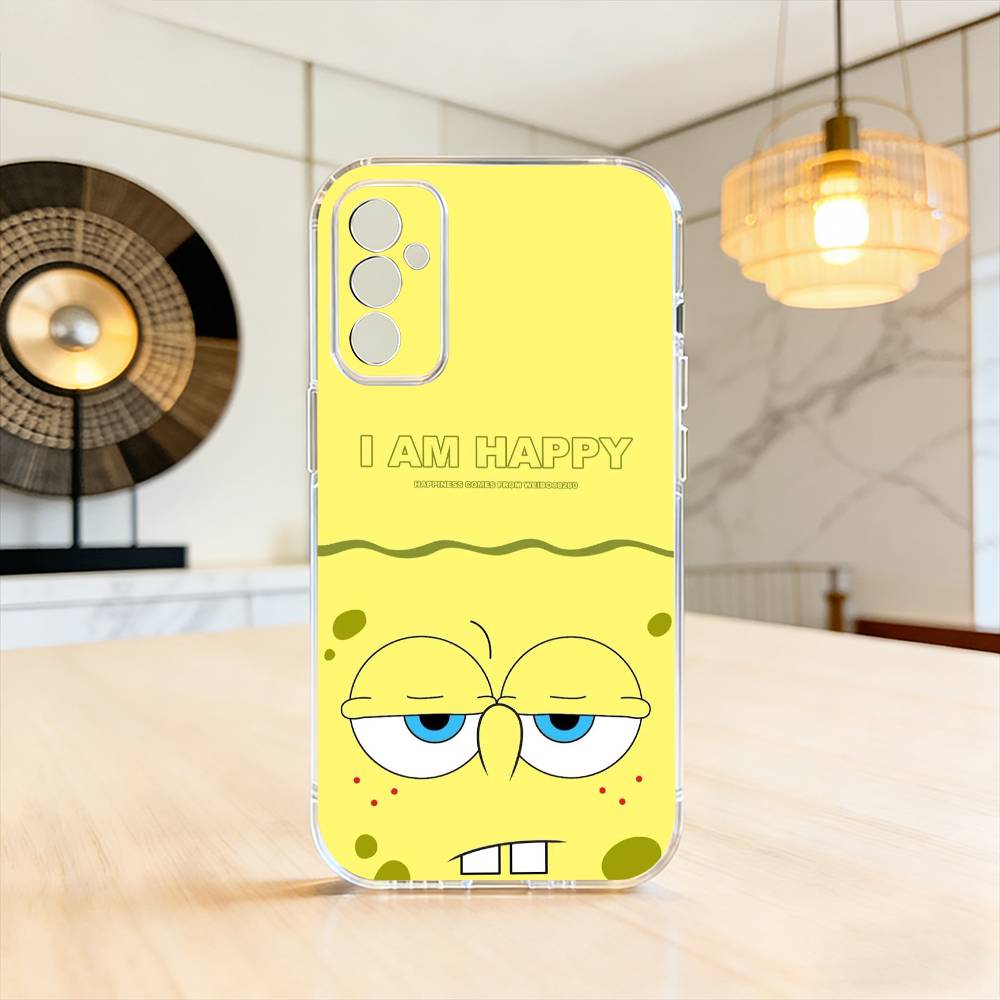 S-Sponge Funny B-Bob Animation Phone Case For SamsungA10,12,20,21S,30,31,40,50,51,52,70,71 Transparent Cover