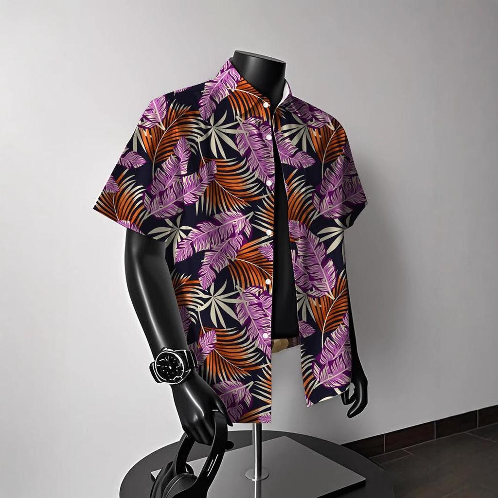 Heren Vintage Hong Kong-Stijl Hawaiiaans Bloemen Korte Mouw Shirt: Trendy Zomerstrandkleding voor Koppels