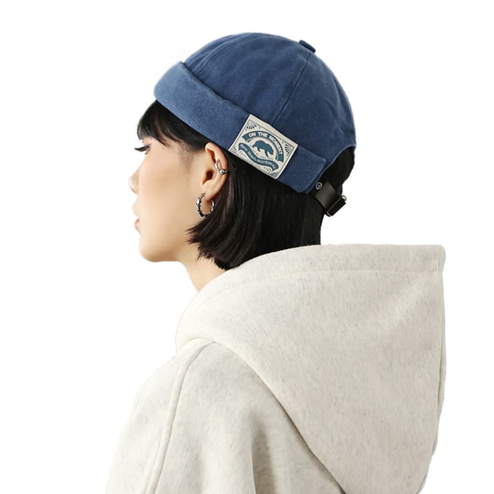 Croogo Brimless Roll Washed Cotton Sag Round Slimming Watch Solid Sailor Outdoor Men's Fisherman's Cap, Cap, Cap, Shape, Face, Cap, Spring/Summer,