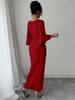 2026 European Summer Women's Batwing Sleeve V-neck French Knot Slit Dress