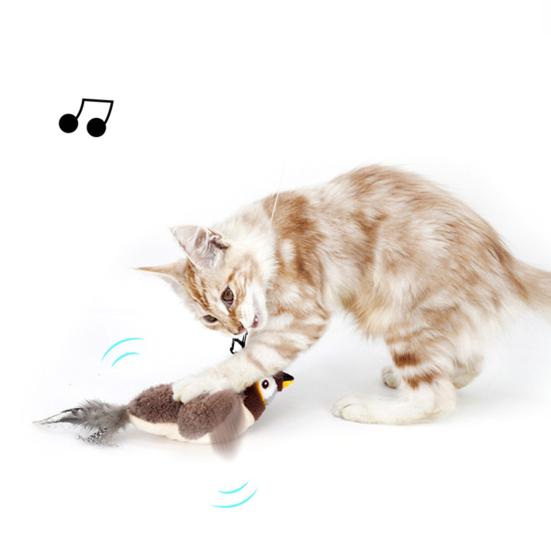 Schlagende Vögel Katzenspielzeug Interaktive Zwitschernde Vögel Katzenjagdspielzeug Elektrisches Plüschtier Schlagende Flügel für Katzen und Hunde Anschleichen Jagdinstinkt