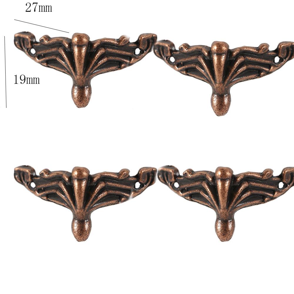 4PCS/set Antique Corner Protector Bronze Jewelry Chest Box Wooden Case Decorative Feet Leg Metal Corner Bracket Hardware