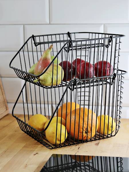 Black Tiered Metal Basket For Fruit And Vegetables