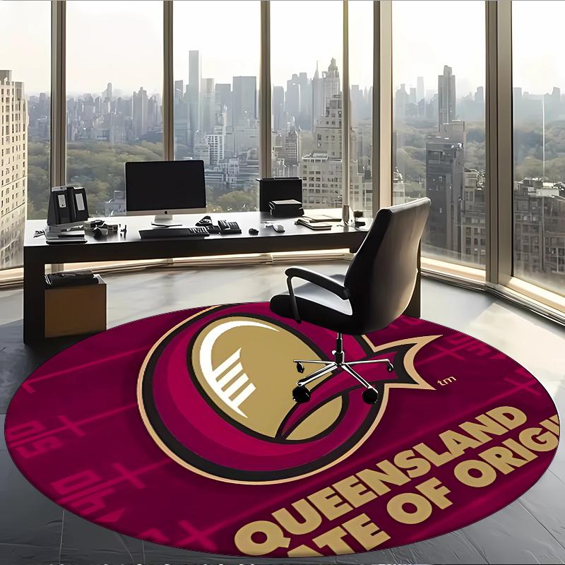 Queensland Maroons (1) Round Office Rug Decorative Floor Rug for Office Bedroom Living Room and Home Space