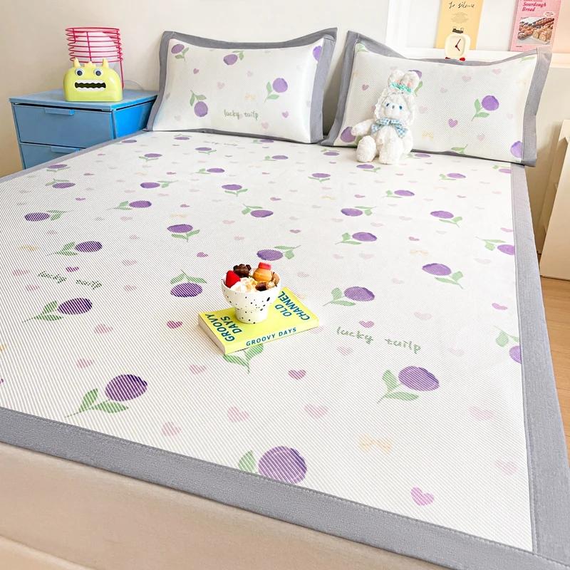 Premium End Animated Ice Silk Bed Mat Summer Cool Down Sleeping Mat Bed Adult Child Washable Cooling Bed Pad and Pillowcases