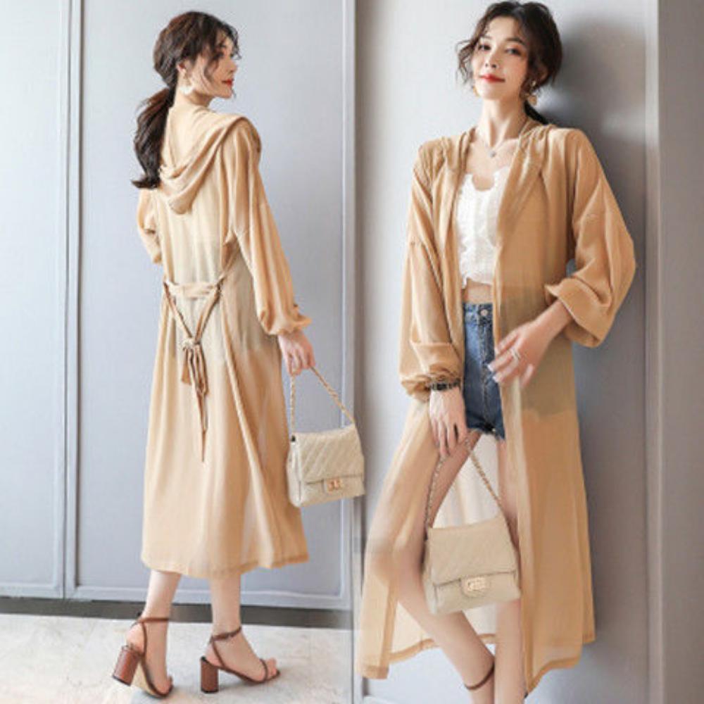 Over-knee Sun Protection Clothes for Women Mid-length Chiffon Shirt New Summer Breathable Thin Style Loose Protection Clothes