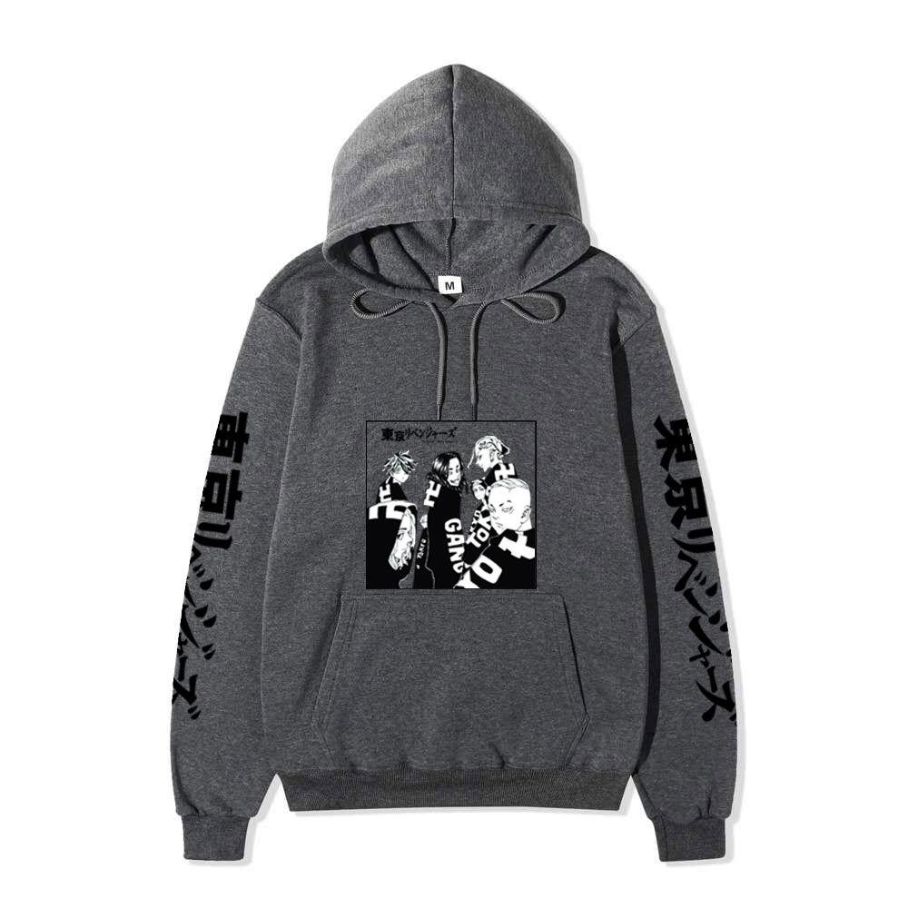 Tokyo Revengers Gang Group Unisex Fleece Hoodie Autumn Winter Black White Manga Print Long Sleeve Anime Pullover Sweatshirt