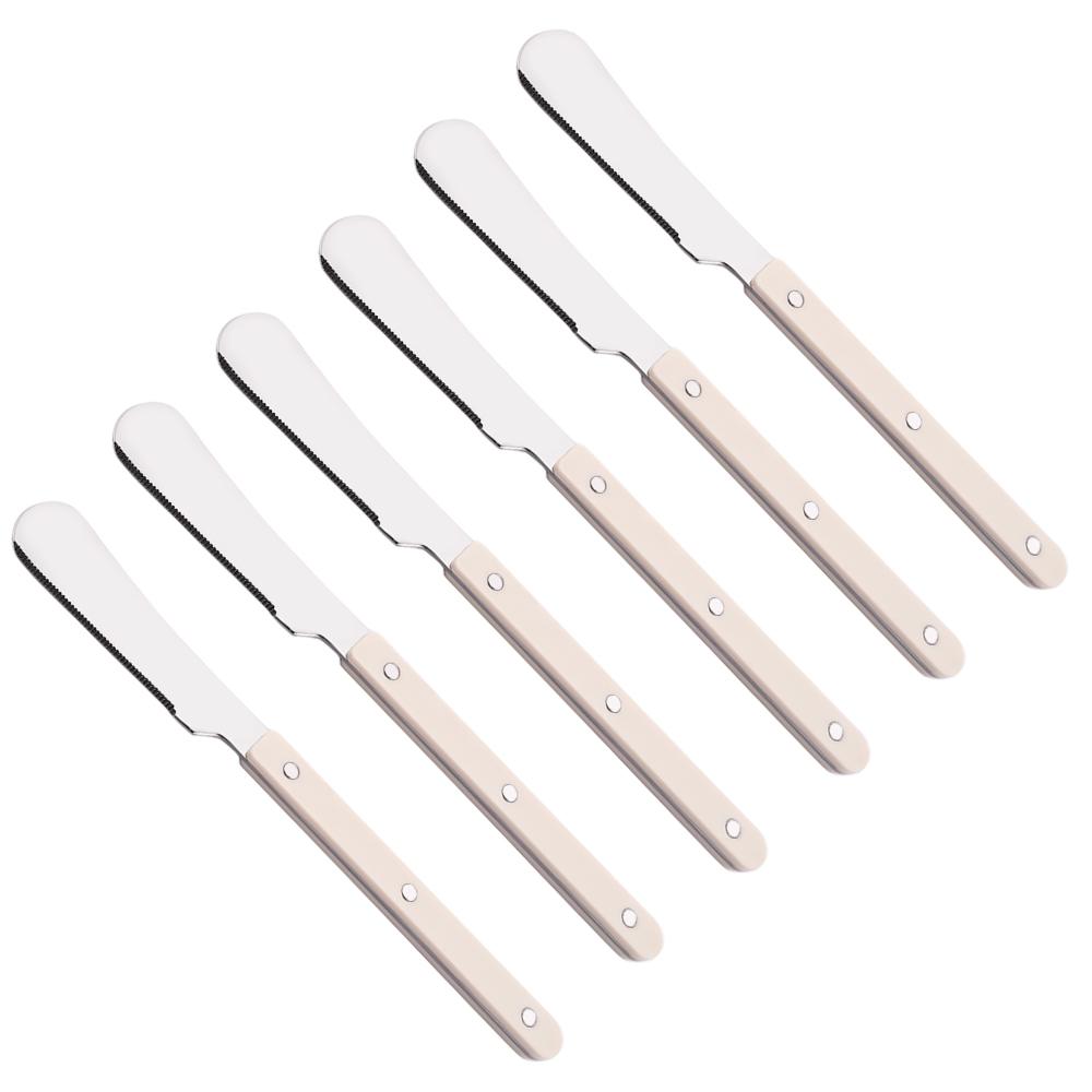 

Новый набор из 6 ножей для масла из нержавеющей стали, толщина, сыр, десерт, столовые приборы, разбрасыватель джема, инструмент для завтрака, кухонная утварь бежевый